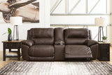 Dunleith Power Reclining Loveseat with Console - galleria furniture outlet