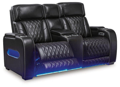 Boyington Power Reclining Loveseat with Console - galleria furniture outlet