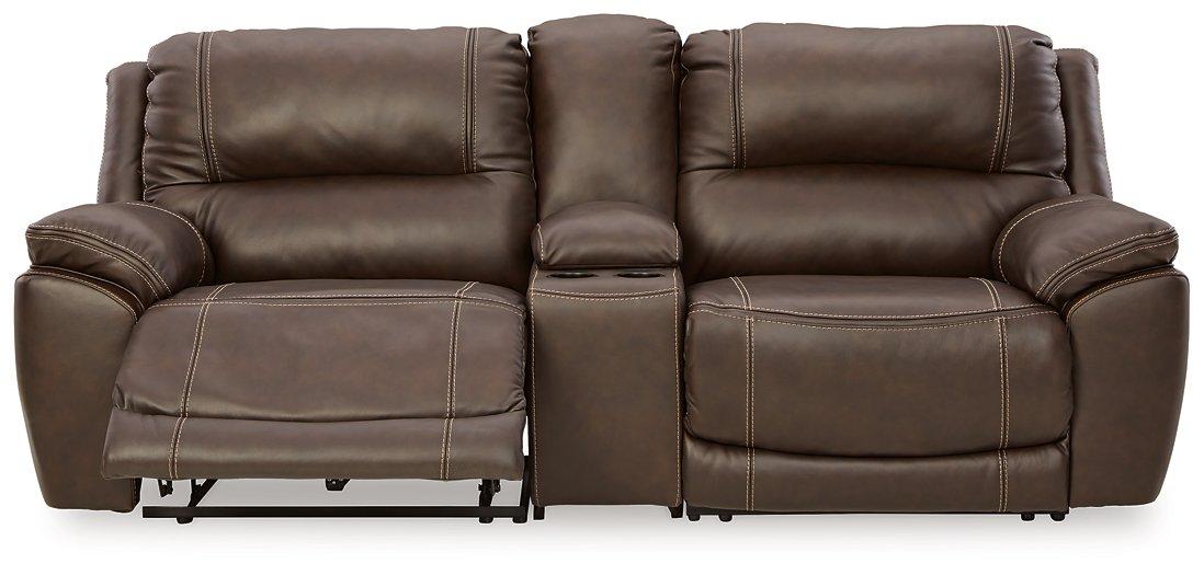 Dunleith Power Reclining Loveseat with Console - galleria furniture outlet