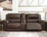 Dunleith Power Reclining Loveseat with Console - galleria furniture outlet