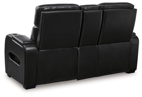 Boyington Power Reclining Loveseat with Console - galleria furniture outlet