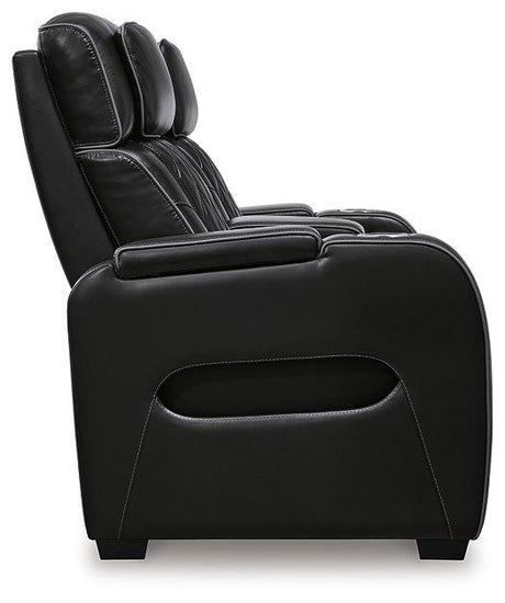 Boyington Power Reclining Loveseat with Console - galleria furniture outlet
