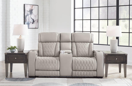 Boyington Power Reclining Loveseat with Console - galleria furniture outlet