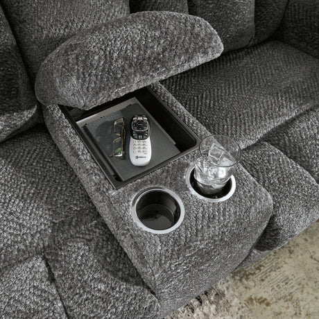 Frohn Reclining Loveseat with Console - galleria furniture outlet