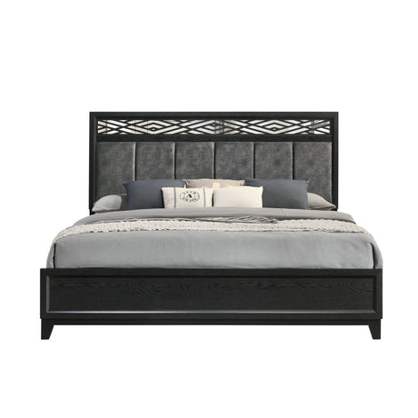 Obsidian 6/6-6/0 Ek/Wk Headboard, Footboard & Slats-Black