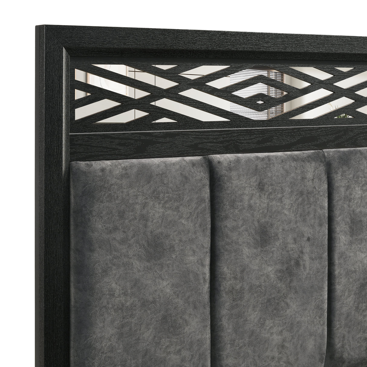 Obsidian 5/0 Q Headboard, Footboard & Slats-Black