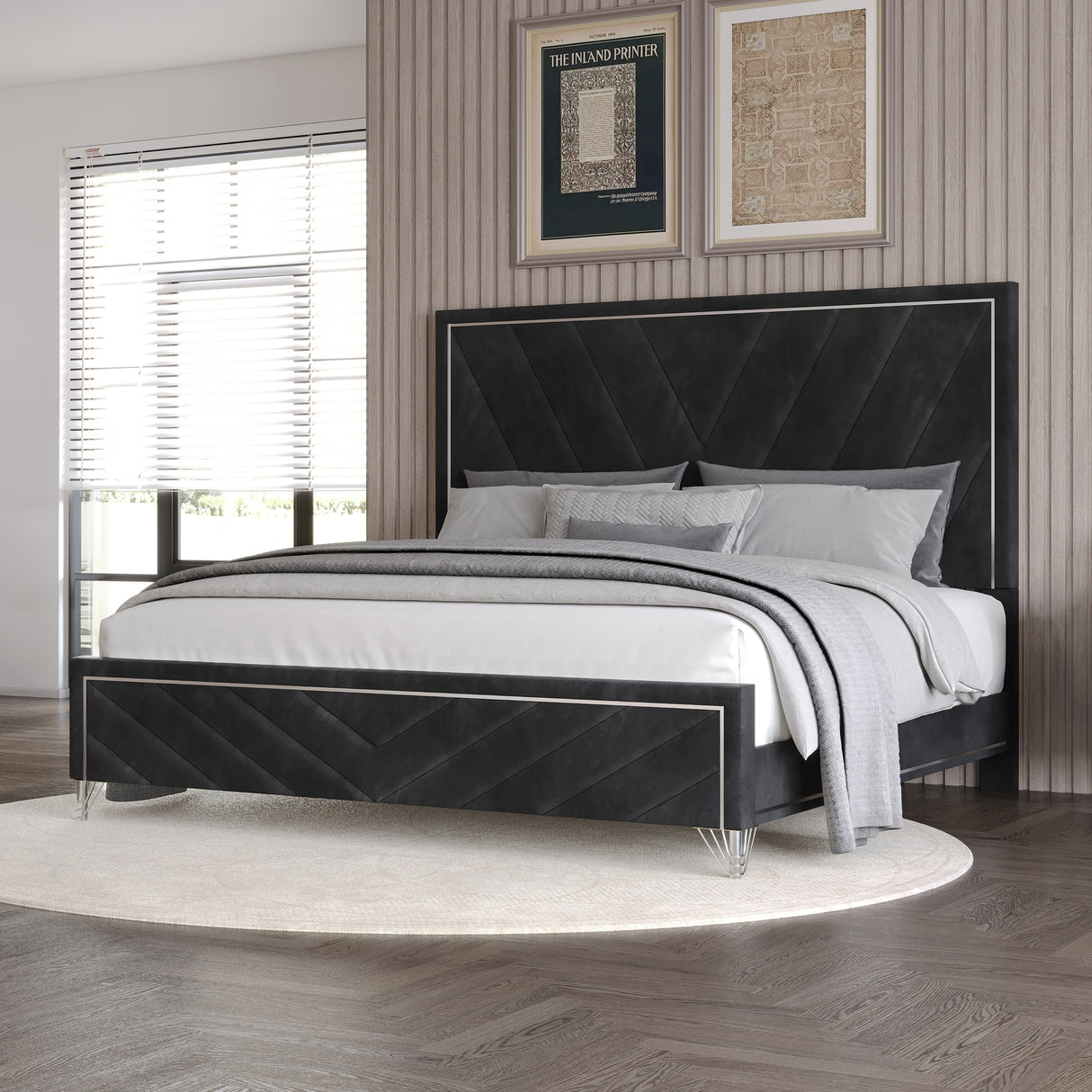 Ava 6/0 Wk Headboard, Footboard & Slat Kit-Ebony