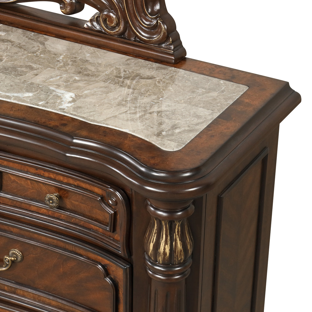Bella Notte Dresser / Server Mirror- Mahogany Brown