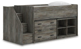 Frandern Loft Bed with Bookcase and Drawer Storage