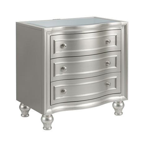 Reflections Nightstand W/Mirrored Top-Silver