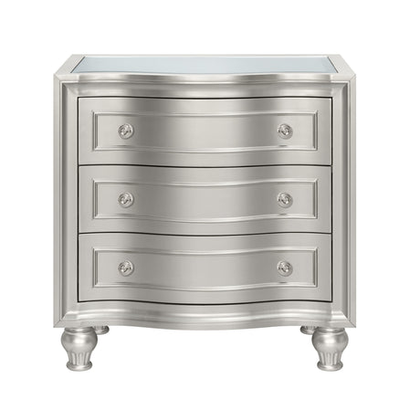 Reflections Nightstand W/Mirrored Top-Silver