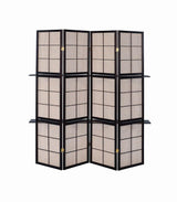 Iggy 4-panel Folding Screen with Removable Shelves Tan and Cappuccino