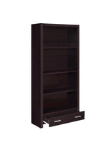 Skylar 5-shelf Bookcase with Storage Drawer Cappuccino