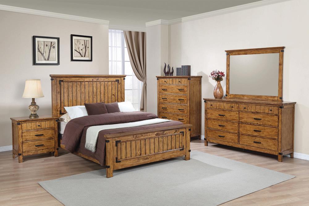 Brenner Eastern King Panel Bed Rustic Honey