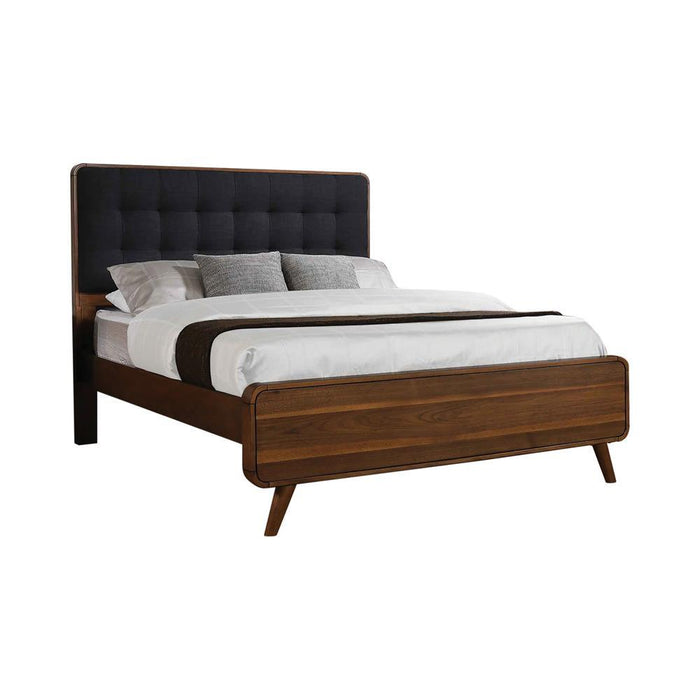 Robyn Queen Bed with Upholstered Headboard Dark Walnut