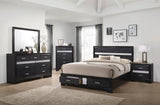 Miranda California King. E.King, & Queen 2-drawer Storage Bed Black & White