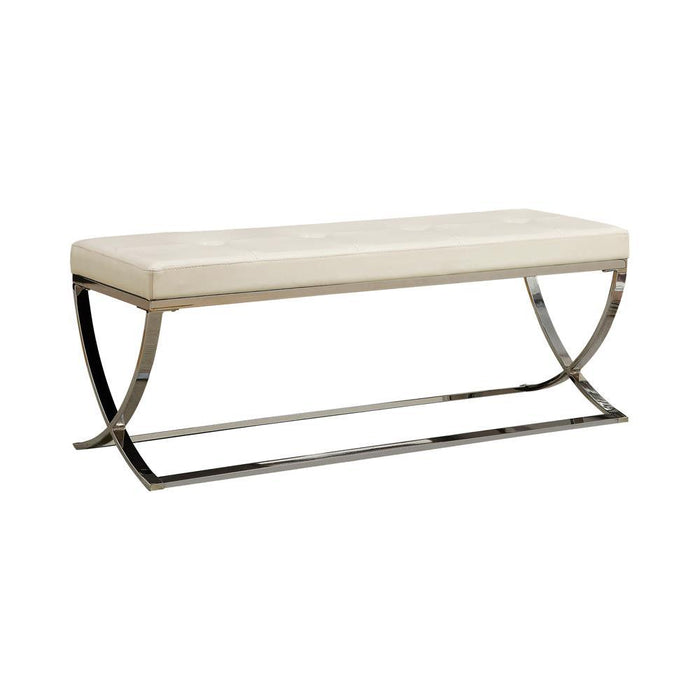 Walton Bench with Metal Base White and Chrome