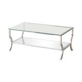 Saide Rectangular Coffee Table with Mirrored Shelf Chrome