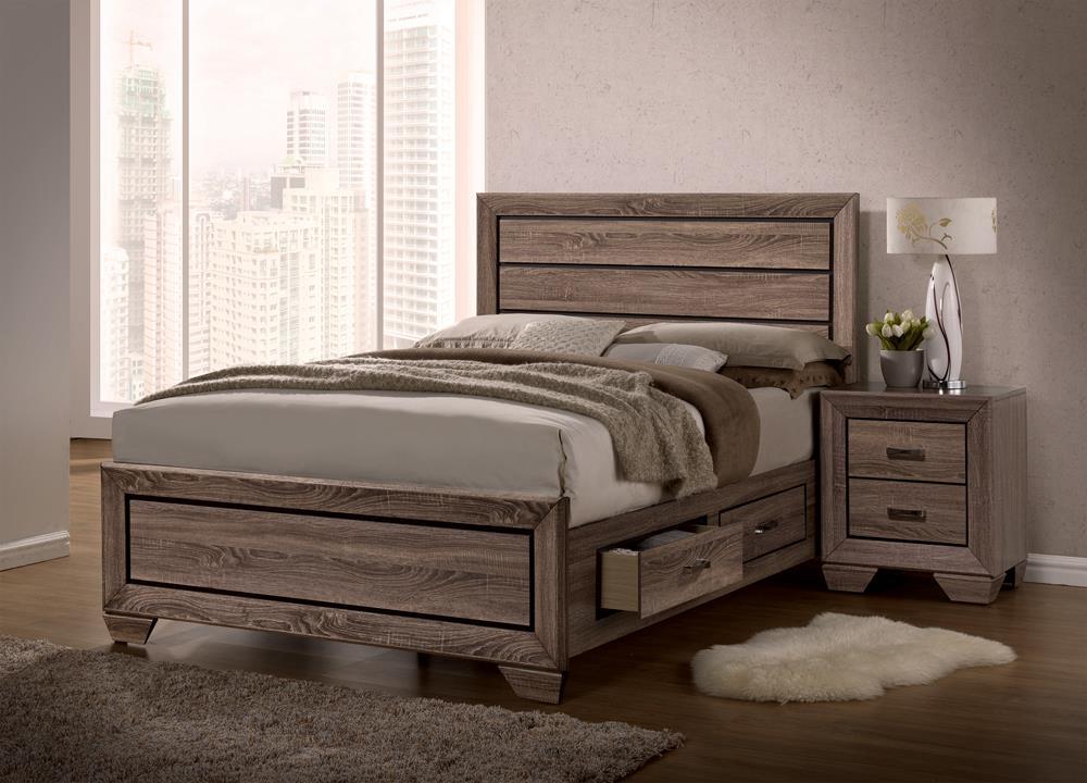 Kauffman California King, Eastren King & Queen Storage Bed Washed Taupe