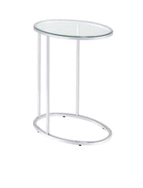 Kyle Oval Snack Table Chrome and Clear