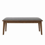 Alfredo Upholstered Dining Bench Grey and Natural Walnut
