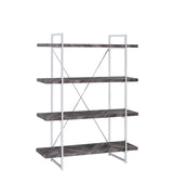 Grimma 4-shelf Bookcase Rustic Grey Herringbone