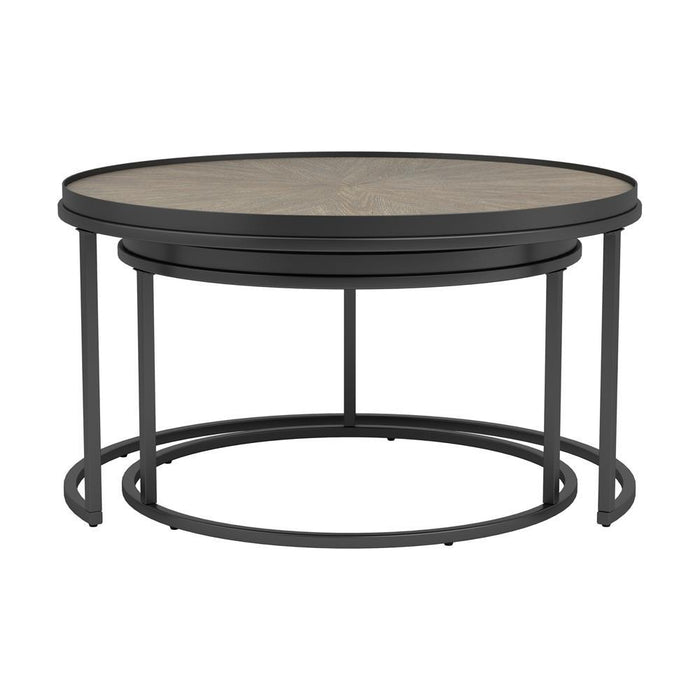 Rodrigo 2-piece Round Nesting Tables Weathered Elm