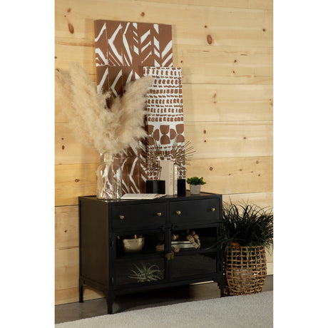 Sadler 2-drawer Accent Cabinet with Glass Doors Black image