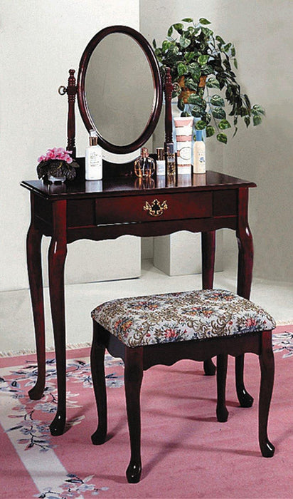 CHERRY OVAL VANITY TABLE & STOOL image