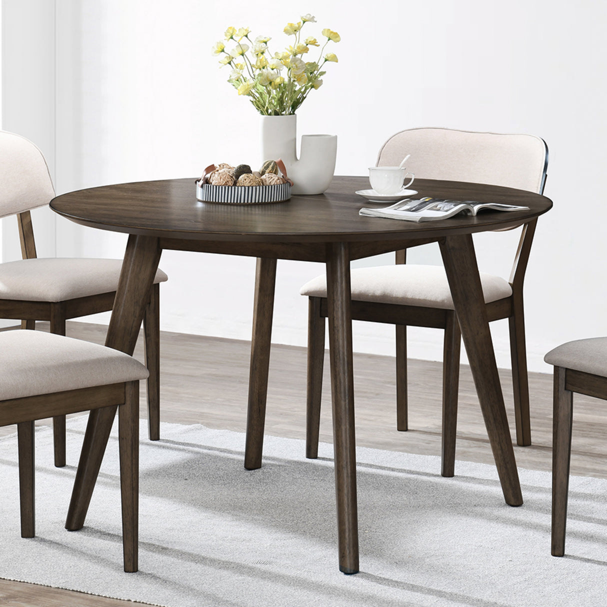 Rex 48" Round Dining Table-Walnut