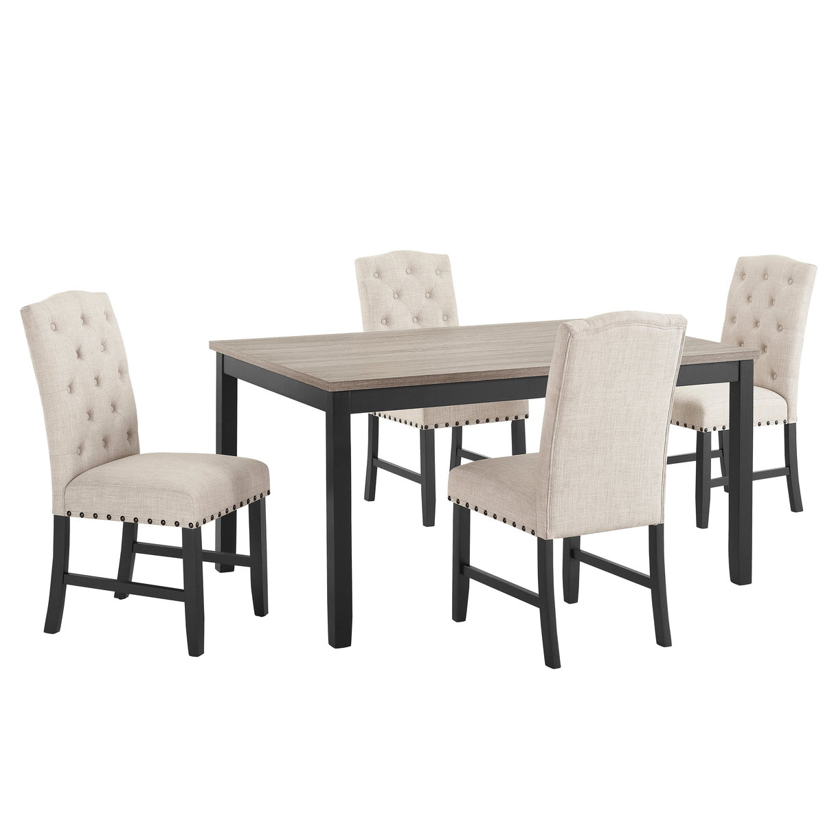 Daphne 5 Pc Natural 60" Dining Set W/Natural Chairs