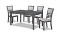 Gia 5 Pc 60" Dining Table & 4 Chairs-Gray