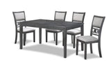 Gia 5 Pc 60" Dining Table & 4 Chairs-Gray