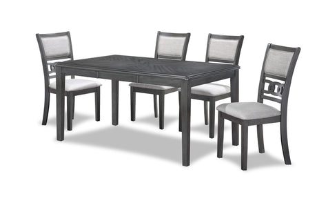 Gia 5 Pc 60" Dining Table & 4 Chairs-Gray