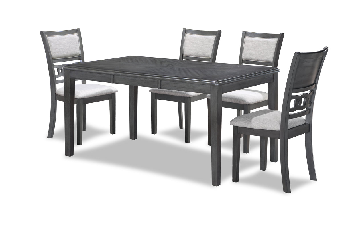 Gia 5 Pc 60" Dining Table & 4 Chairs-Gray