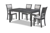Gia 5 Pc 60" Dining Table & 4 Chairs-Gray