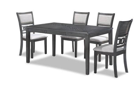 Gia 5 Pc 60" Dining Table & 4 Chairs-Gray