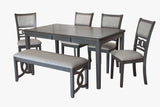 Gia 5 Pc 60" Dining Table & 4 Chairs-Gray