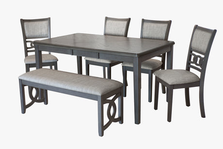 Gia 5 Pc 60" Dining Table & 4 Chairs-Gray