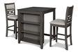 Gia 3 Pc 30" Storage Counter Table & 2 Chairs-Gray