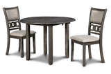 Gia 3 Pc 42" Drop Leaf Dining Table & 2 Chairs-Gray