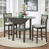 Gia 3 Pc 42" Counter Drop Leaf Table & 2 Chairs-Gray