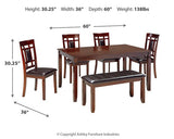 Bennox Dining Table and Chairs with Bench (Set of 6)