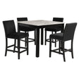 Celeste 5Pc 42" Marble Finish Counter Table & 4 Chairs-Black