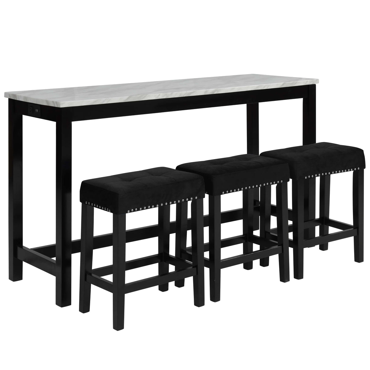 Celeste Theater Bar Table W/ 3 Stools-Black