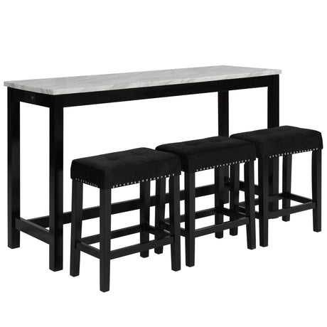Celeste Theater Bar Table W/ 3 Stools-Black