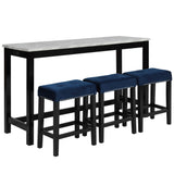 Celeste Theater Bar Table W/ 3 Stools-Blue