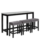 Celeste Theater Bar Table W/ 3 Stools-Gray