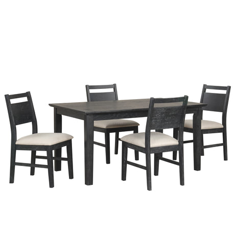 Sable Crest 5 Piece Rectangle Dining Table & 4 Chairs-Black