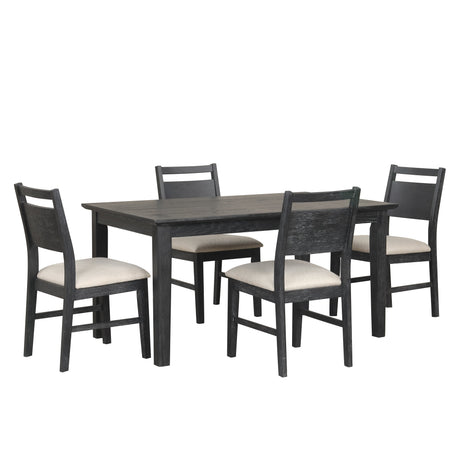 Sable Crest 5 Piece Rectangle Dining Table & 4 Chairs-Black